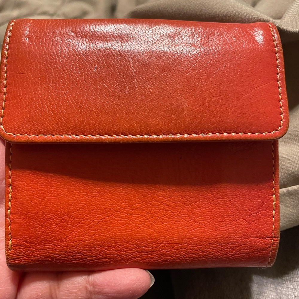 Tusk Brand Compact Orange Leather Wallet